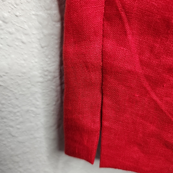 Donna Karan Vintage Red Linen Pleated Pants Size 2 - Picture 4 of 5